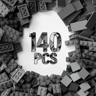 Imagem de 140 Piece Classic Building Bricks Plate+Tile, 7 Types Bulk Building Bricks Pack, Compatible with Lego Parts and Pieces (Dark Gray)