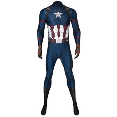 Imagem de Pongking Fantasia de Capitão Soldado de Super-Herói, Fantasia de Halloween para Homens Adultos, P