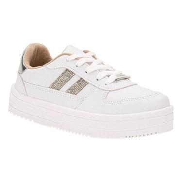 Imagem de Moleca Tênis Classic Branco Prata Conforto e Estilo, Branco, Prata, 34