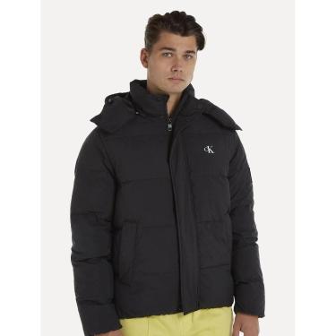Imagem de Jaqueta Calvin Klein Masculina Hoodie Matelassê Chest CK Logo Preta-Masculino