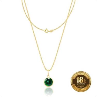 Imagem de Cordão Feminino Ouro 18k + Ponto De Luz - Sofistgold, Verde esmeralda,