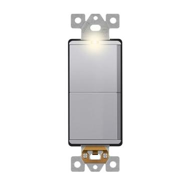 Imagem de LIDER Interruptor Duplo Iluminado Com Acabamento Fosco E Design Minimalista, Combinado Sem Moldura, Luz Localizadora, Terminal De Aterramento, Polo Único, 15 A 120-277 V, Certificado Pela Ul, Lcs2-1