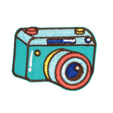 Imagem de AAVEDGE Lindos adesivos de ferro para roupas, aplique de tecido bordado de câmera verde, adorável retrô faça você mesmo adesivos duráveis para roupas, jeans, mochilas, jaquetas, chapéus, sapatos e