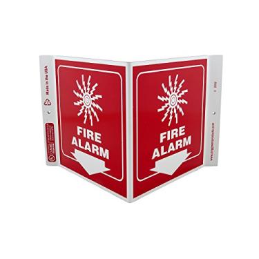 Imagem de ZING 2552 Placa de segurança ecológica V, alarme de incêndio, 7Hx12Wx5D, plástico reciclado