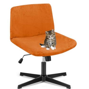 Imagem de Deisy Dee Capas de cadeira de escritório com pernas cruzadas de veludo - Atualize sua cadeira de trabalho de computador sem braços com capas elásticas de veludo macio e vibrante - Transforme seu