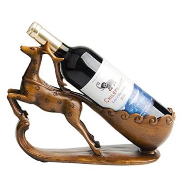 Imagem de GRFIT Ganchos de pesca alce veado rack de vinho suporte suporte de garrafa armazenamento de festa de casamento armazenamento de mesa para decoração de casa, adega, bar, bancada, ganchos de peixe de