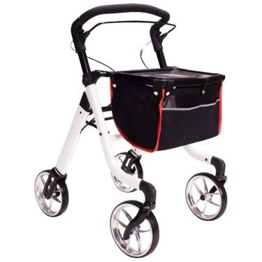 Imagem de Andador Adulto Idoso HEALTHLINE com Assento e Bolsa, Suporta até 136 Quilos, Branco