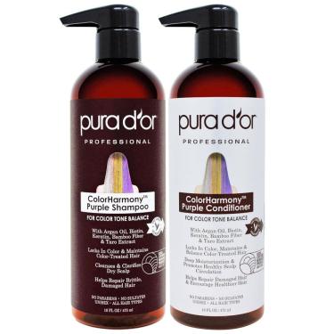 Imagem de Shampoo e Condicionador Óleo de Argan Loiros Prateados Coloridos Homens Mulheres 473ml, PURA DOR B07X13KBRY, Marrom Escuro