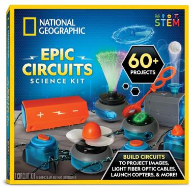 Imagem de Kit Eletrônico National Geographic Circuit Maker para Crianças com 60 Projetos de Circuitos Elétricos, Brinquedo STEM de Circuitos