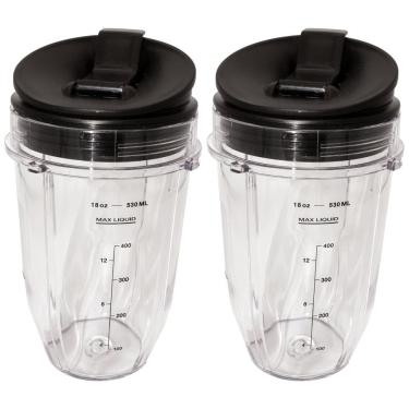 Imagem de Ninja Copo Pequeno 532ml 2 Pack Tampas Giratórias Sip N Seal, Compatível Nutri Ninja Auto iQ Série 1000w e Liquidificadores Duo