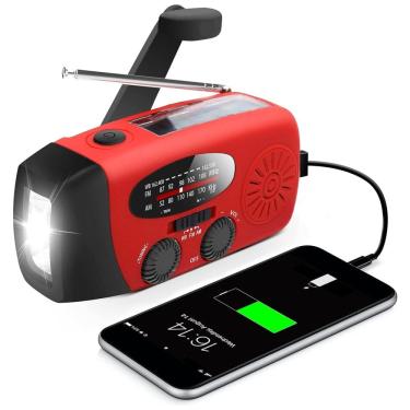 Imagem de RunningSnail Lanterna LED Rádio FM USB Carregamento via Maniela, Solar