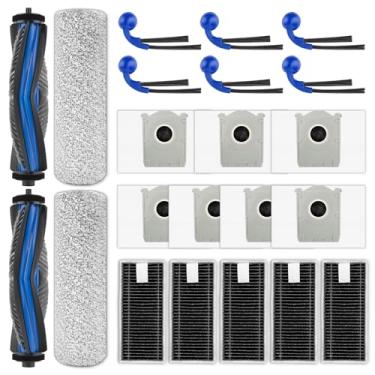 Imagem de (Pacote com 22) Peças de substituição Omni T80 compatíveis com ECOVACS DEEBOT T80 Omni Robot Vacuum, 2 escovas de rolo, 2 rolos de escova, 6 escovas laterais, 7 sacos de poeira, 5 filtros HEPA, kit de