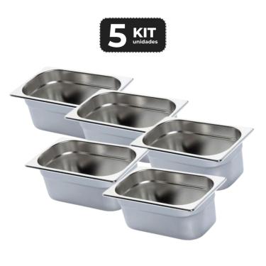 Imagem de Kit 5 Cuba Sem Alca Inox 1/4 Gn 100 Para Buffet