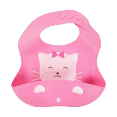 Imagem de Babador de silicone pimpolho bichinhos ajustavel +6m, Gato Pink