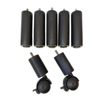 Imagem de Kit pé p/ cama box com 5 pés fixos + 2 pés c/ rodinhas com trava - IZA