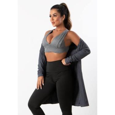 Imagem de Cardigan Kimono Feminino Canelado Manga Longa - JAVA MODAS, Preto, M