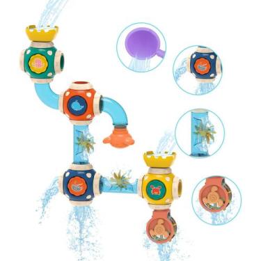 Imagem de Banheira de bebê ZWYOIUG STEM de brinquedo de banho com tubos DIY de 3