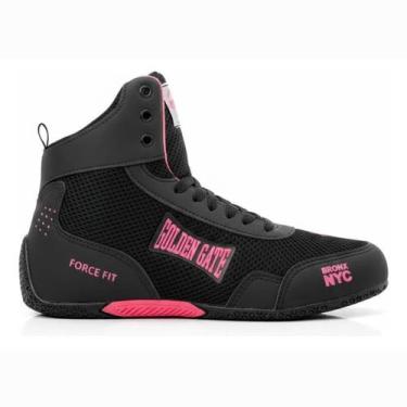 Imagem de Tênis Botinha Preto Pink Confortável para Treino Academia Luta Boxe Fe