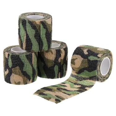 Imagem de Fita camuflada de 5 cm x 4,5 m, 4 rolos de fita de camuflagem autoadesiva para caça, escalada, lanterna de câmera ao ar livre, clássica