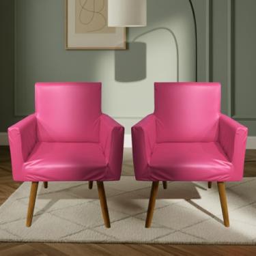 Imagem de Kit De 2 Capas Para Poltrona Nina Decorativa Sala Escritorio Quarto Em Malha Gel Liso (Pink)