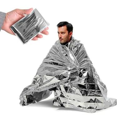 Imagem de Cobertores Mylar de emergência (157,5 cm x 208,3 cm), cobertores térmicos grandes para atividades ao ar livre, caminhadas, acampamento, sobrevivência, bolsa de insetos, prata