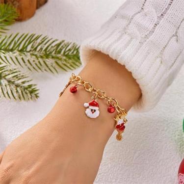 Imagem de Pulseiras de Natal com berloques e miçangas para mulheres, decorações de árvores, presentes