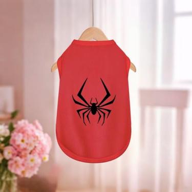 Imagem de Camiseta regata macia e leve sem mangas para cães: roupa premium para animais de estimação estampa de aranha vermelha PP