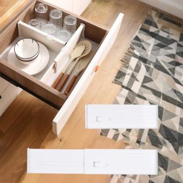 Imagem de 1 divisória de gaveta de plástico com 10 cm de altura, 34,3 a 56 cm, organizadores de gaveta ajustáveis para roupas, separadores de cômoda expansíveis na geladeira, organização de escritório e