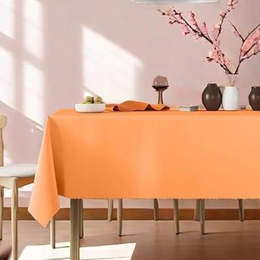 Imagem de Toalha de mesa de plástico laranja, pacote com 3, toalha de mesa descartável de 137 x 272 cm para mesas retangulares, capa de mesa impermeável para decoração de festa de chá de casamento