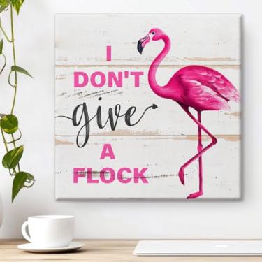 Imagem de Impressão de arte de parede de flamingo rosa country impressão de pôster de flamingo de verão arte emoldurada decoração de parede rústica para casa 20 x 20 cm