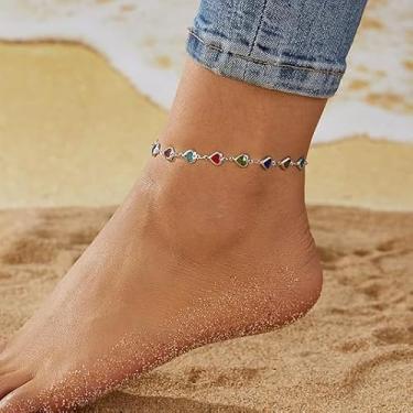 Imagem de Tornozeleiras femininas em forma de coração, à prova d'água, tornozeleiras para mulheres, joias de praia, presente, One Size, Liga metálica, Sem Pedra Preciosa