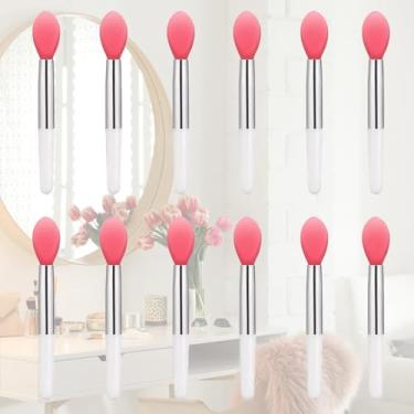 Imagem de 12 pincéis de silicone aplicadores de batom reutilizáveis de silicone altamente elástico para protetor labial