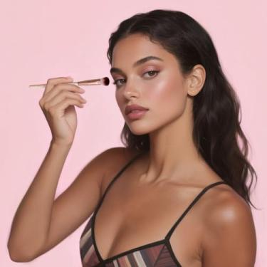 Imagem de Pincel de sombra grande para aplicação de base e mistura – cerdas de nylon macias para maquiagem suave e uniforme dos olhos – Pincel de maquiagem de qualidade profissional para sombra e realce