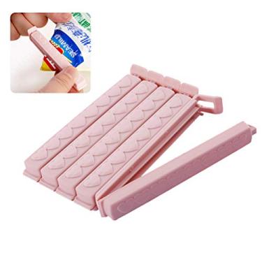 Imagem de 5 peças de clipe de vedação de plástico, clipes grossos e de saco de alimentos com ranhuras duplas, selador de saquinho de chá para lanche para leite em pó, sal, aveia