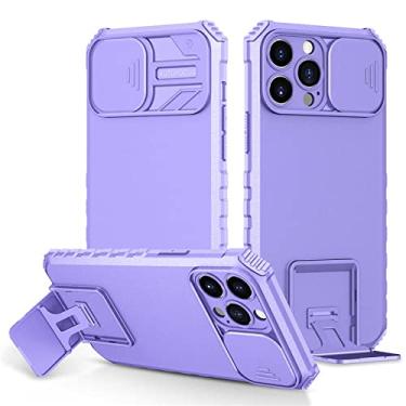 Imagem de Capa de telefone com proteção de lente deslizante para iPhone 14 13 11 12 Pro Max XS Max XR X Pro Back Stand Holder Hard PC, T8, para iPhone 14Plus