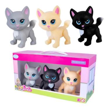 Imagem de Mini Pets Barbie 3 Gatas De Brinquedo Mattel Kit Gatinhas - Pupee