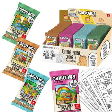 Imagem de Kit 24 Cards para Colorir Capivaras Cozy Comfy Capivaras
