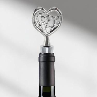 Imagem de Generic 1 peça de rolha de garrafa de coração estilo J liga de zinco PTR tom prata preto 10,5 x 4 x 2 cm
