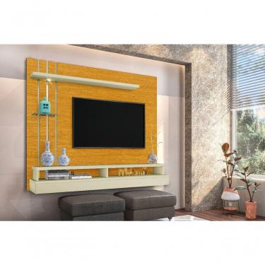 Imagem de Painel Tv Eros 55 Polegadas 135x160cmprateleira Vidro Nichos Naturale/Off White