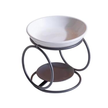 Imagem de Baoblaze Queimador de óleo, queimador de cera perfumada, incensário de cerâmica, difusor de aromas moderno, aquecedor de óleo com estrutura de ferro para, Preto