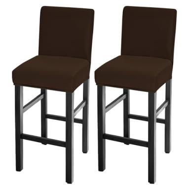 Imagem de GOSTADY Conjunto de 2 capas de banco de bar, à prova d'água, capas de assento para banco de bar, com altura elástica, para cadeira alta de pub com encosto, capas de cadeira de bar para cozinha, sala
