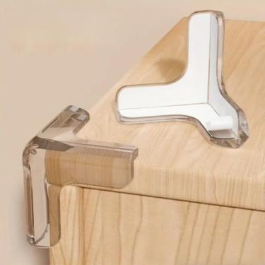 Imagem de Pacote com 10 protetores de canto, amortecedores de segurança de borda de móveis, amortecedor à prova de choque e almofada para cobrir bordas afiadas de móveis e mesas - transparente em forma de T