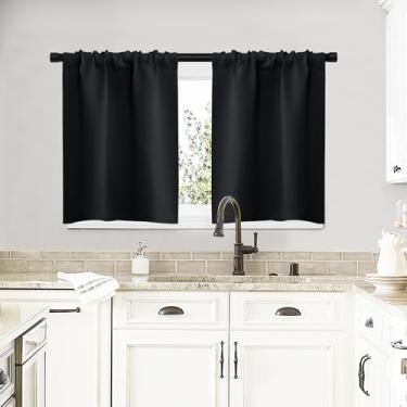 Imagem de Cortinas curtas, painéis pretos de beliche RV para cozinha - Cortinas blackout com isolamento térmico Energy Smart para janelas pequenas (2 painéis, 73,7 cm de largura por 50,8 cm de comprimento)
