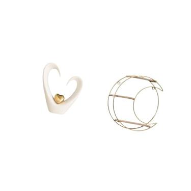 Imagem de Fenteer Escultura Moderna E Minimalista em Forma de Coração E Prateleira de Parede em Metal para Sala de Estar, Entrada, Mesa de Centro, Exibição de Troféus E