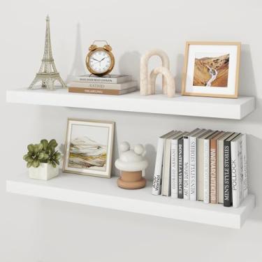 Imagem de Ornawit Prateleiras flutuantes para parede, prateleiras de madeira rústica montadas na parede para banheiro, quarto, sala de estar, cozinha, prateleira suspensa para livros/armazenamento/decoração de