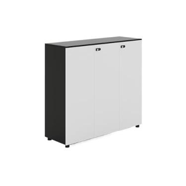 Imagem de Armário de Arquivos Gabinete de armazenamento porta dupla com divisória elevada para escritório, arquivo madeira fechadura, dados, três portas armários