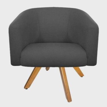 Imagem de Poltrona Decorativa Stella Em Suede Com Base Em Madeira