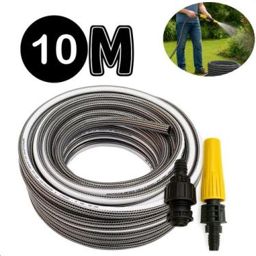 Imagem de Mangueira 10m Preto Cristal Antitorção P/ Jardim quintal E Uso Domésti