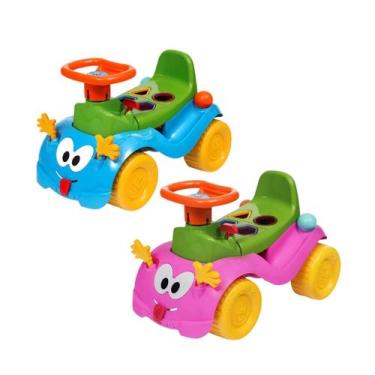 Imagem de Kit 2 Totokinhas Motoca Infantil Azul Rosa Menino Menina Didático - PE