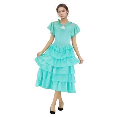 Imagem de Lcaughsy Vestido feminino para fantasia de Natal Wonderful Life, vestido vintage, cosplay, Verde, P